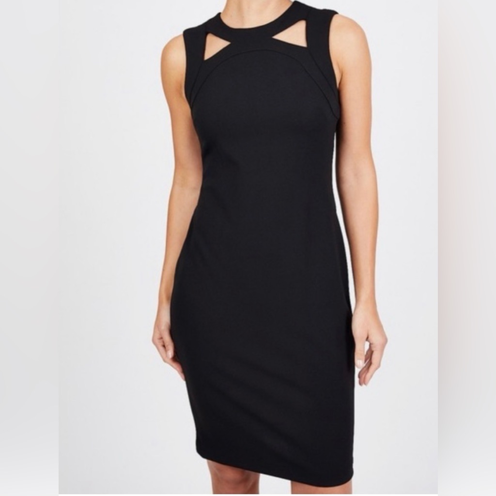 Calvin Klein Sleeveless Cut Out Dress With Back Zipper Detailing